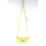 A Mulberry yellow patent leather shoulder bag and matching card case.
