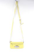 A Mulberry yellow patent leather shoulder bag and matching card case.