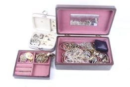 A collection of costume jewellery and watches,