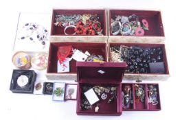 A collection of assorted gem set and other earrings and costume jewellery.