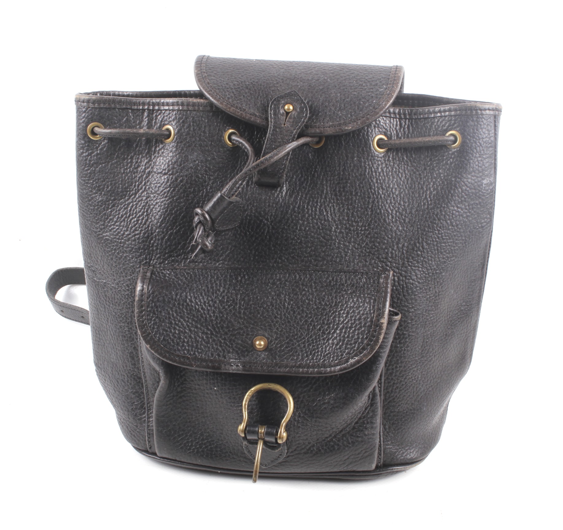 A Mulberry black leather backpack.