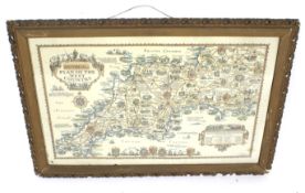 A vintage coloured map of the 'Historical Plan of the West Country' by AE Taylor.