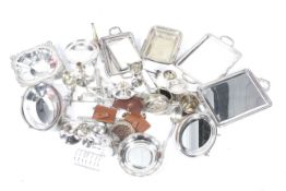 A collection of silver plated items including various trays.