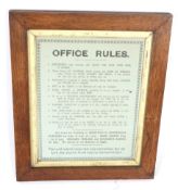 A mid-20th century list of ten humorous 'Office Rules'.