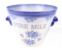 20th century 'Pure Milk' ceramic twin handle pail.