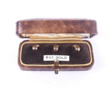 Three vintage 9ct gold studs. Each hallmarked Birmingham 1965, 1.