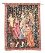 A reproduction tapestry panel.