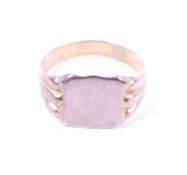 An early 20th century rose gold cartouche-shaped signet ring.