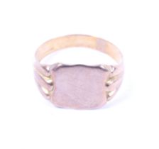 An early 20th century rose gold cartouche-shaped signet ring.