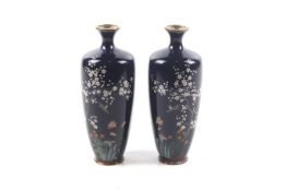 A pair of small Japanese Meiji period cloisonne vases.