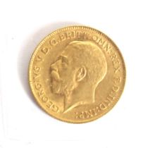 A 1912 half sovereign coin.