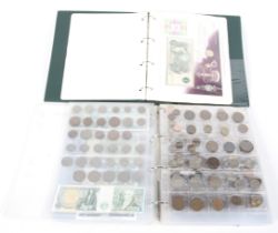 Two albums of assorted 20th century coins and bank notes.