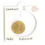 1630 Charles I gold crown coin.