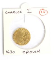 1630 Charles I gold crown coin.
