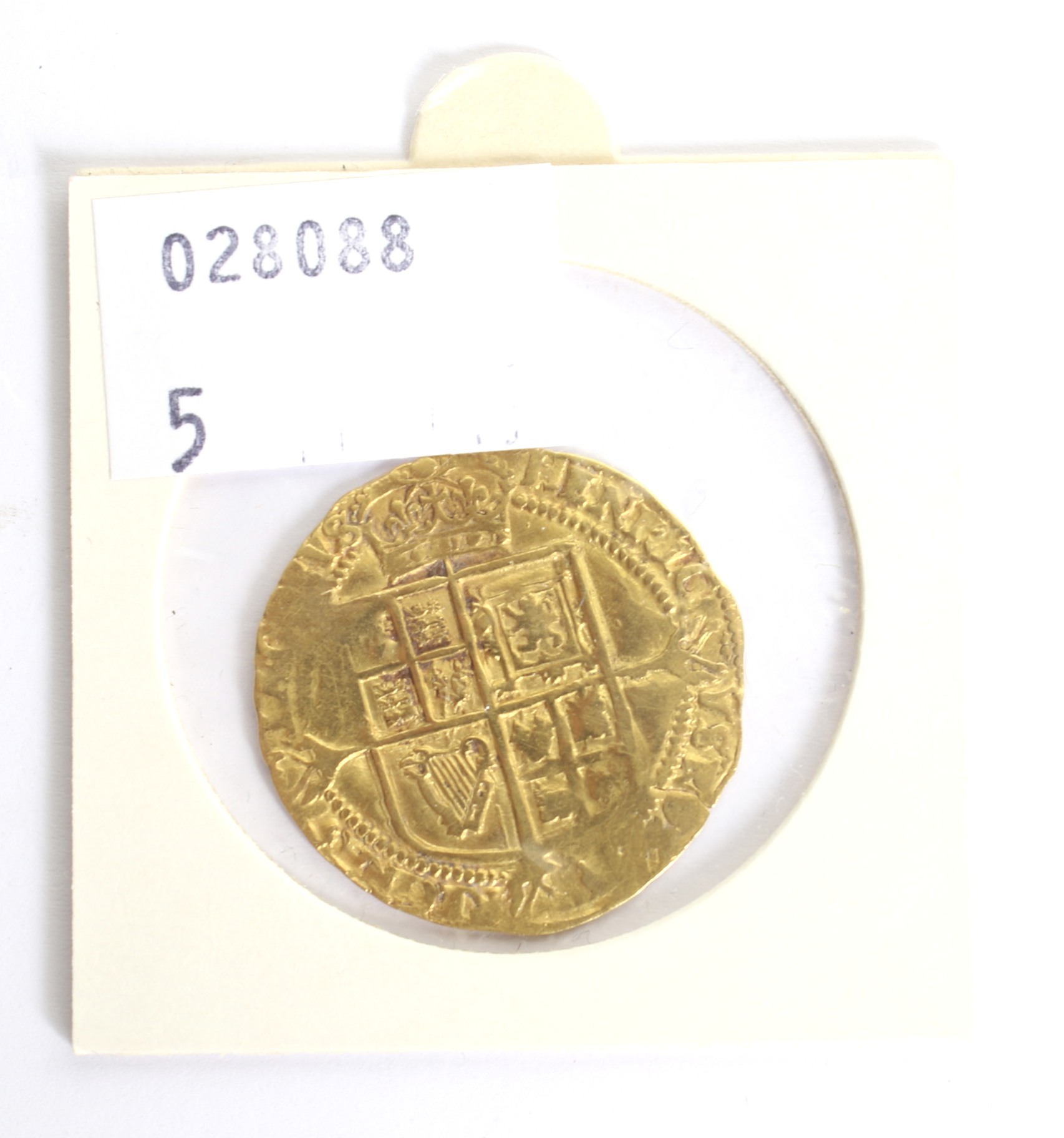 1603-1625 James I gold half laurel coin in VF condition. 27.5 mm diameter (mm.rose) - Image 2 of 2