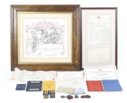 A group of WWI medals and paperwork relating to Percy Robert Harris.