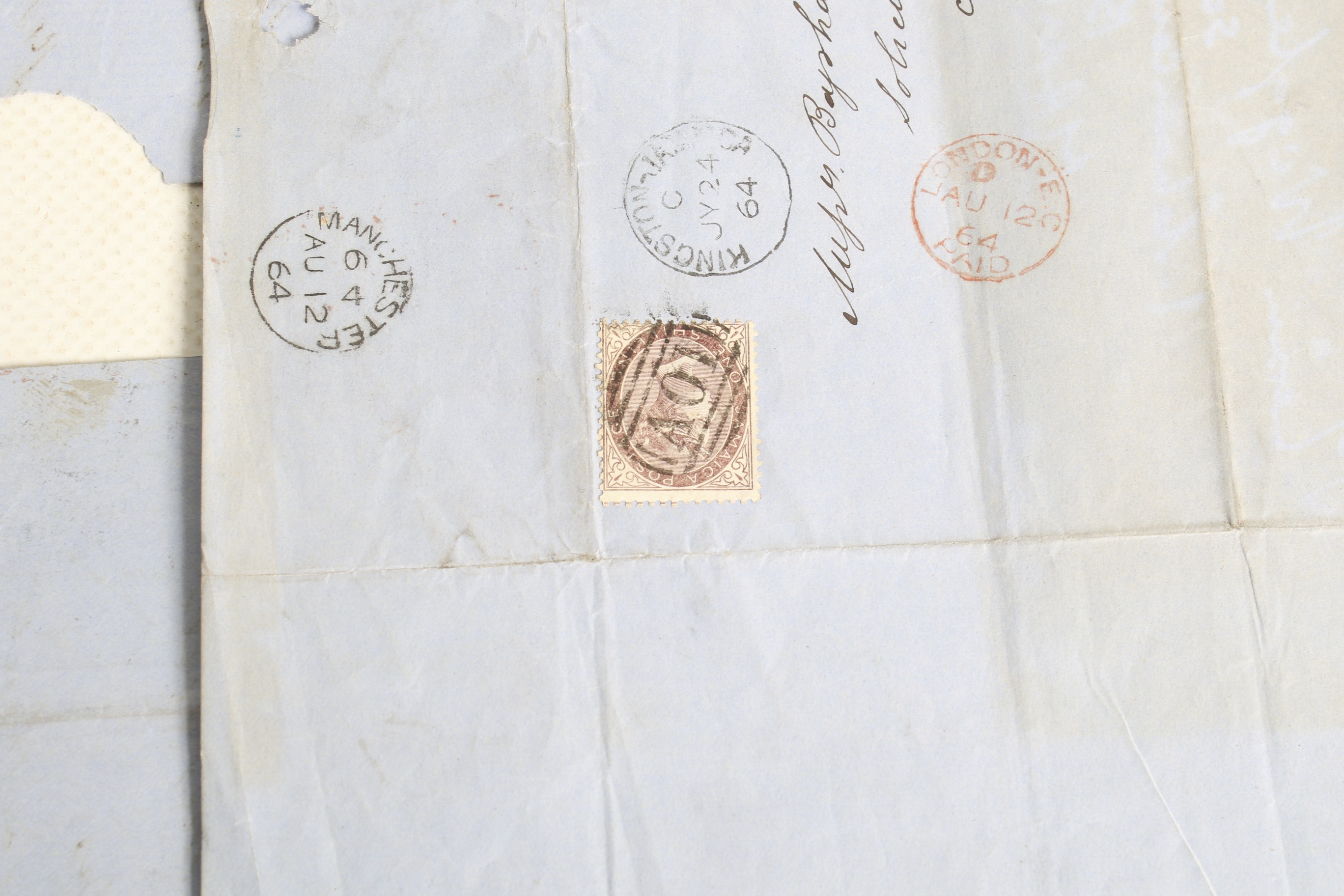 Three Jamaica one shilling stamps on covers. - Image 3 of 4
