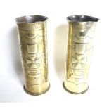 A pair of WWI shell case Trench Art vases.