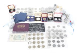 A large collection of assorted modern coins.