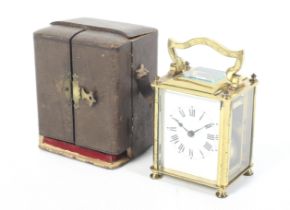 A French 20th century gilt metal five glass carriage clock.