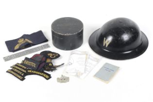 A group of WWII Air Raid Warden and Civil Defence items.