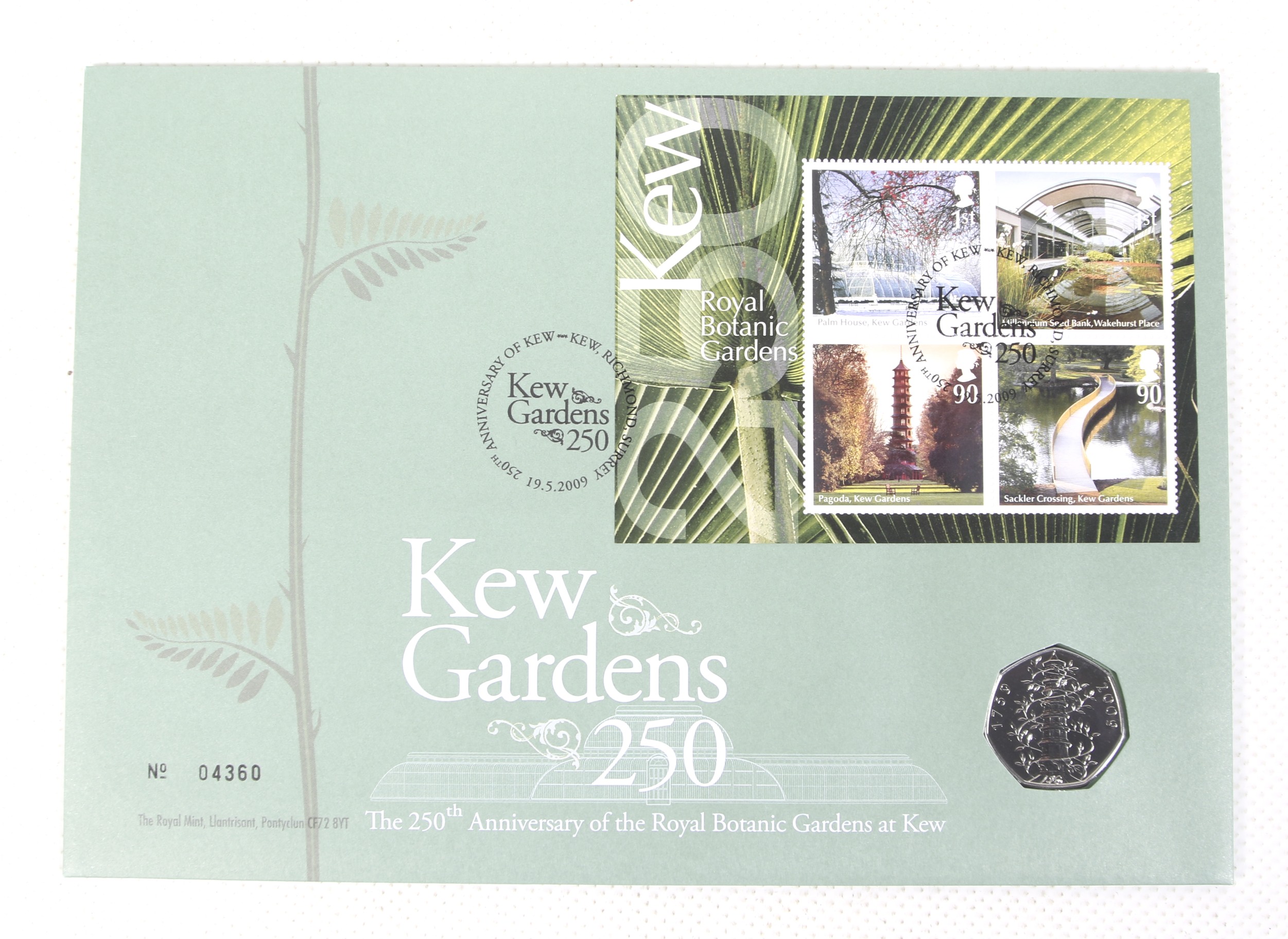 2009 Kew Garden first day 50p coin cover.
