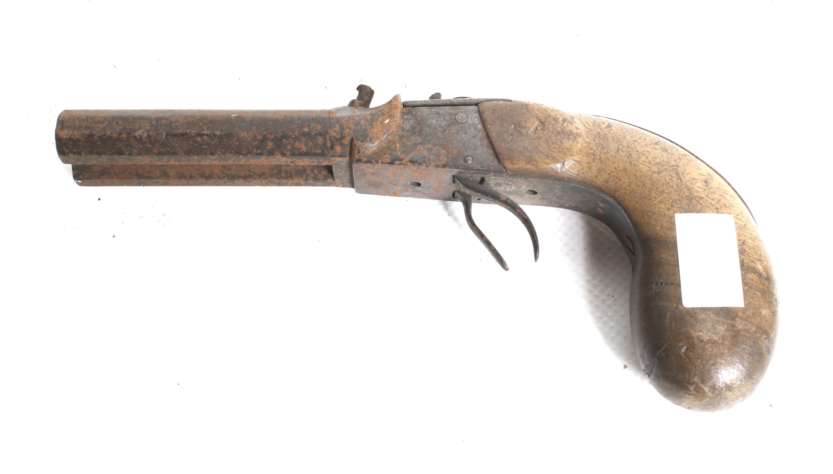 A double barrel percussion pistol. Circa 1860, with octagonal barrels, ideal restoration project. - Image 2 of 3