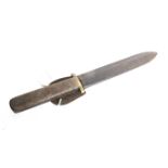 A possibly American WWII period dagger. With crosshatched handle, brass pommel, no marks,
