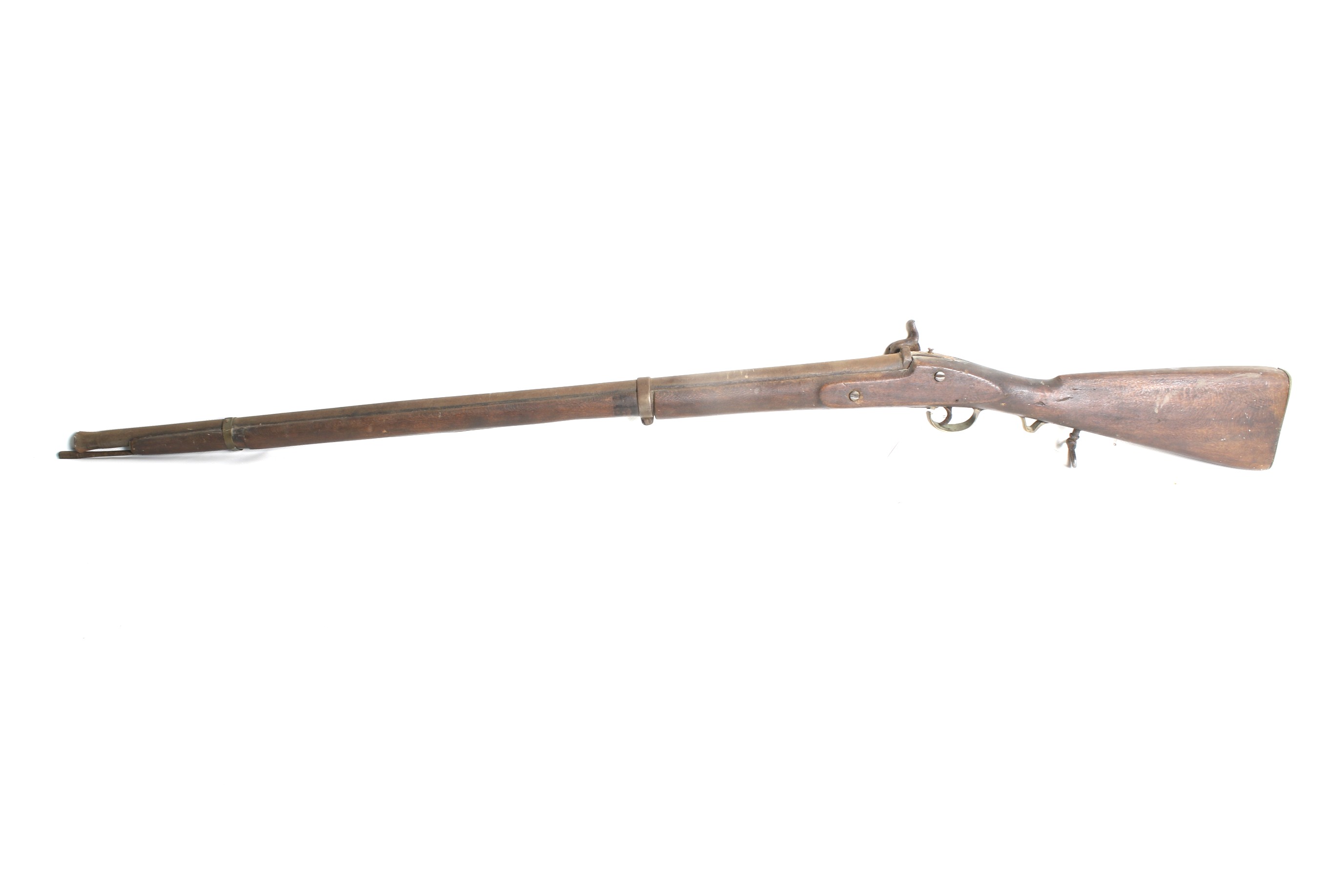 An antique percussion musket. Circa 1860, 37" barrel, with loading rod, ideal wall hanging piece. - Image 2 of 3