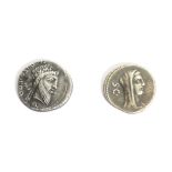 Two Ancient Roman coins. Two Denarius Pompeus the Great & Roman Republican.