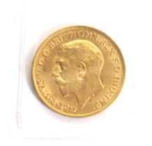 A 1912 half sovereign coin.