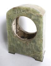 A green agate stone mantel clock case only.