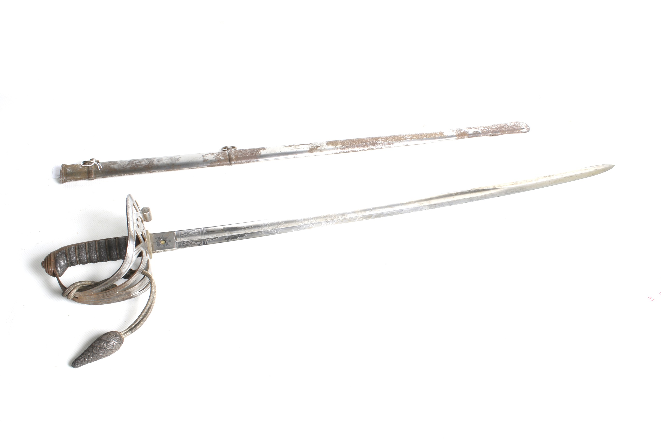 WWI Royal Artillery officer's 1821 pattern sword and metal scabbard. - Image 2 of 4