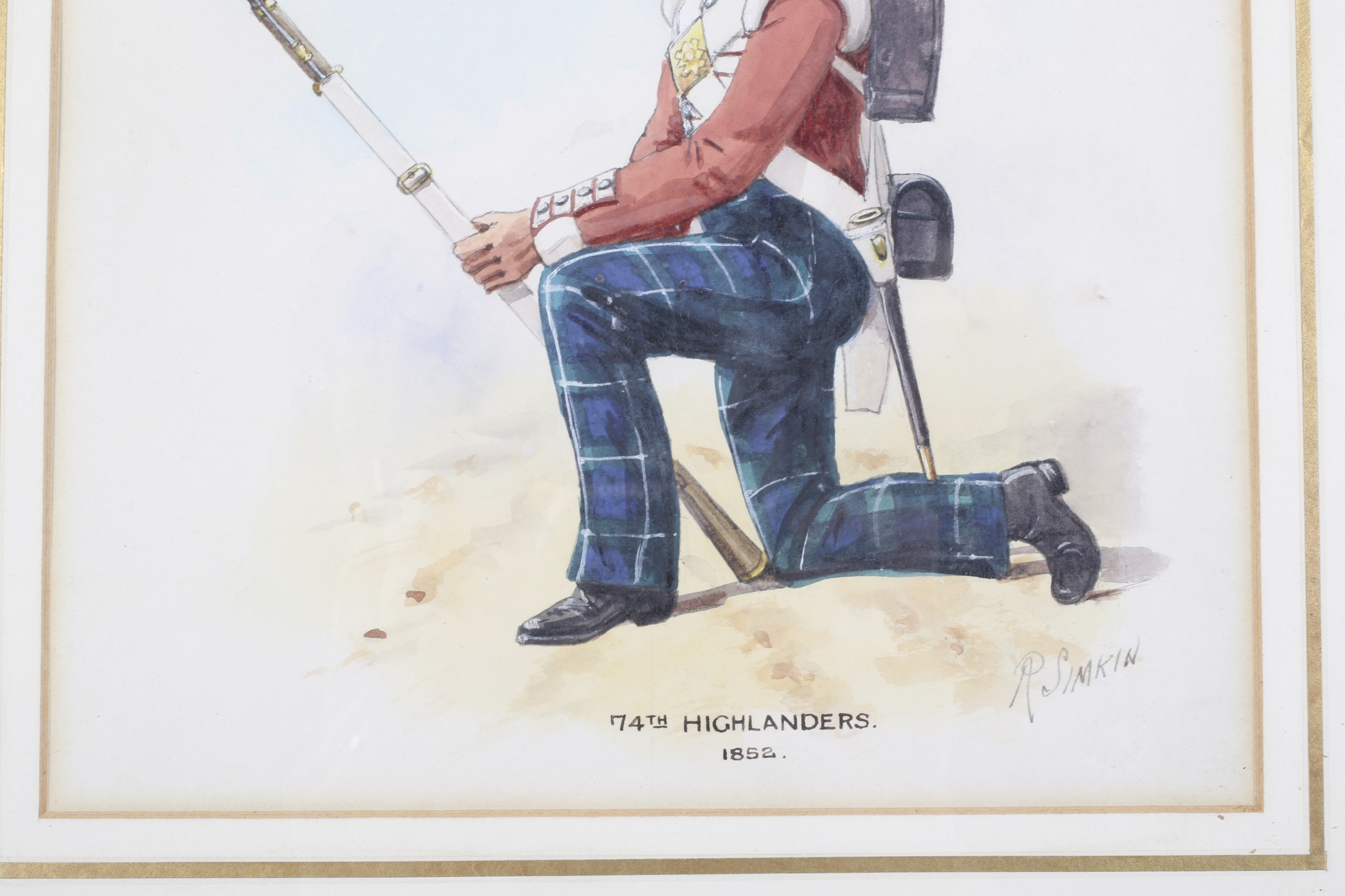 Richard Simkin (1840-1926) Military School, watercolour, '74th Highlanders 1852'. - Image 3 of 3
