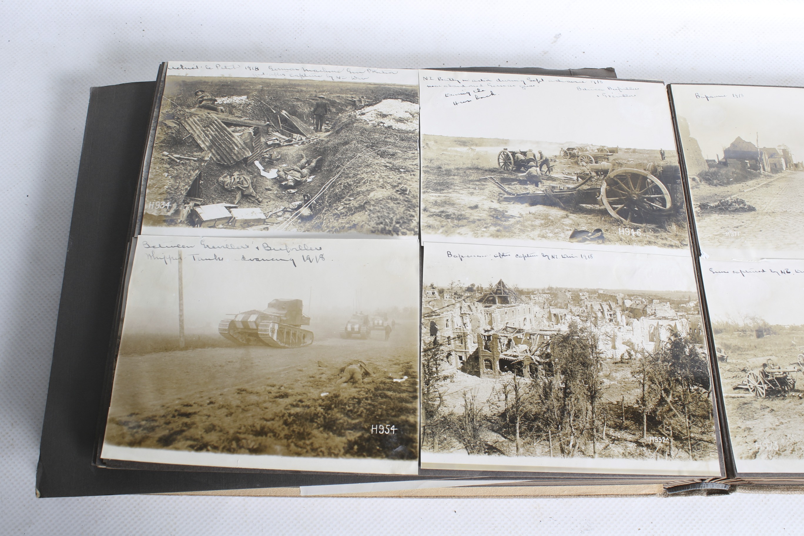 Circa 1914-18 beige canvas album of military photos and postcards. - Image 7 of 7