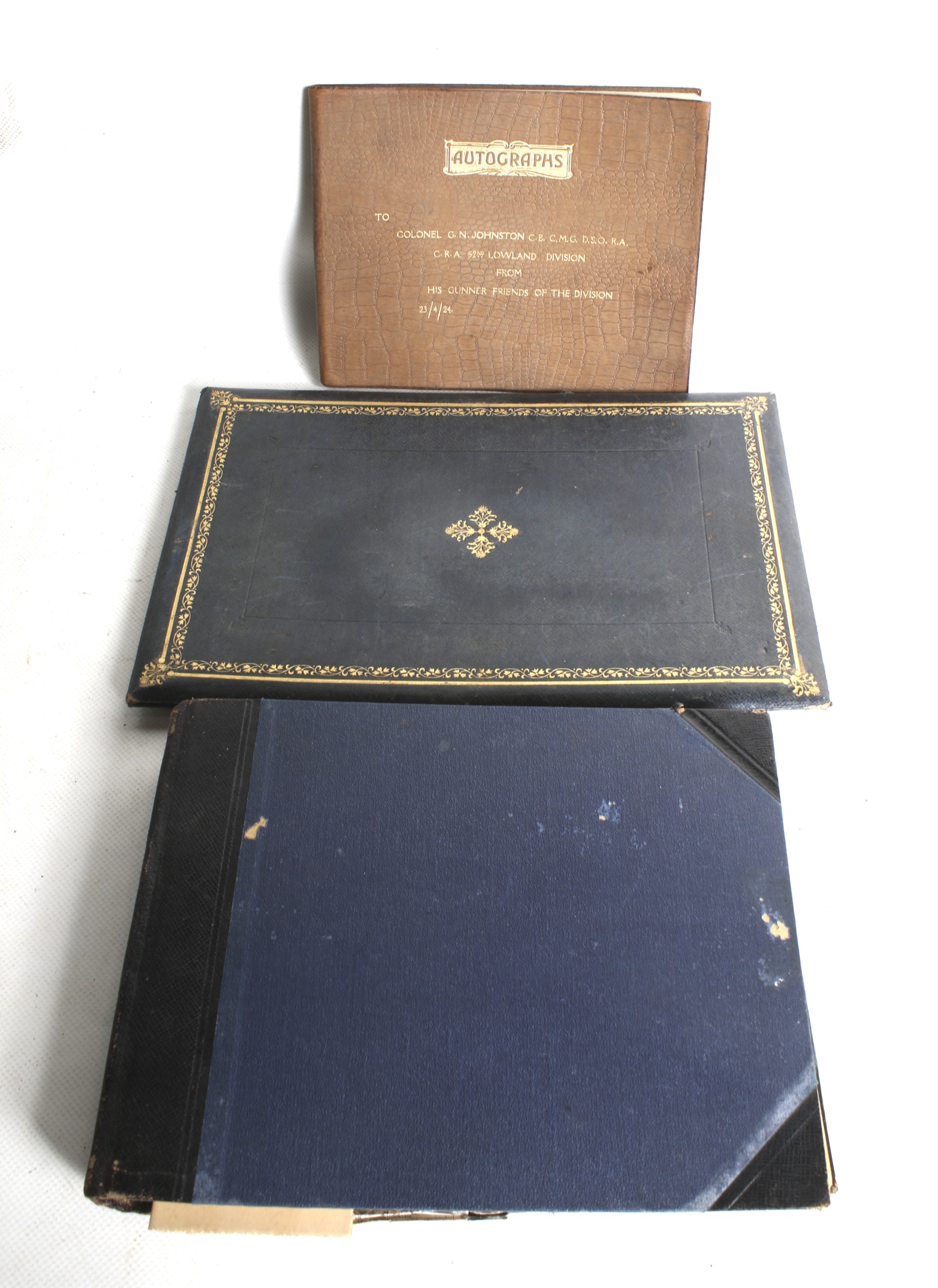 A circa 1900 album of photographs and ephemera, an autograph book and a certificate of thanks.