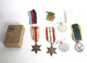 WWII Territorial medal group awarded to HJ Davis Royal Artillery.