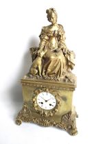 W B Promoli, Paris, 19th century gilt metal mantel clock.