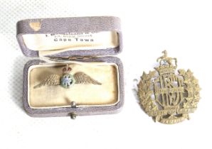 A circa 1930s RAF wings sweetheart brooch and another badge.