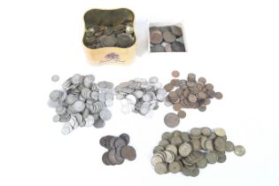 A collection of assorted English coins. Including pre-1920 and pre-1947 silver coins.