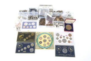 A collection of GB and World coins.