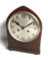 A Gothic arched top mahogany cased mantel clock.