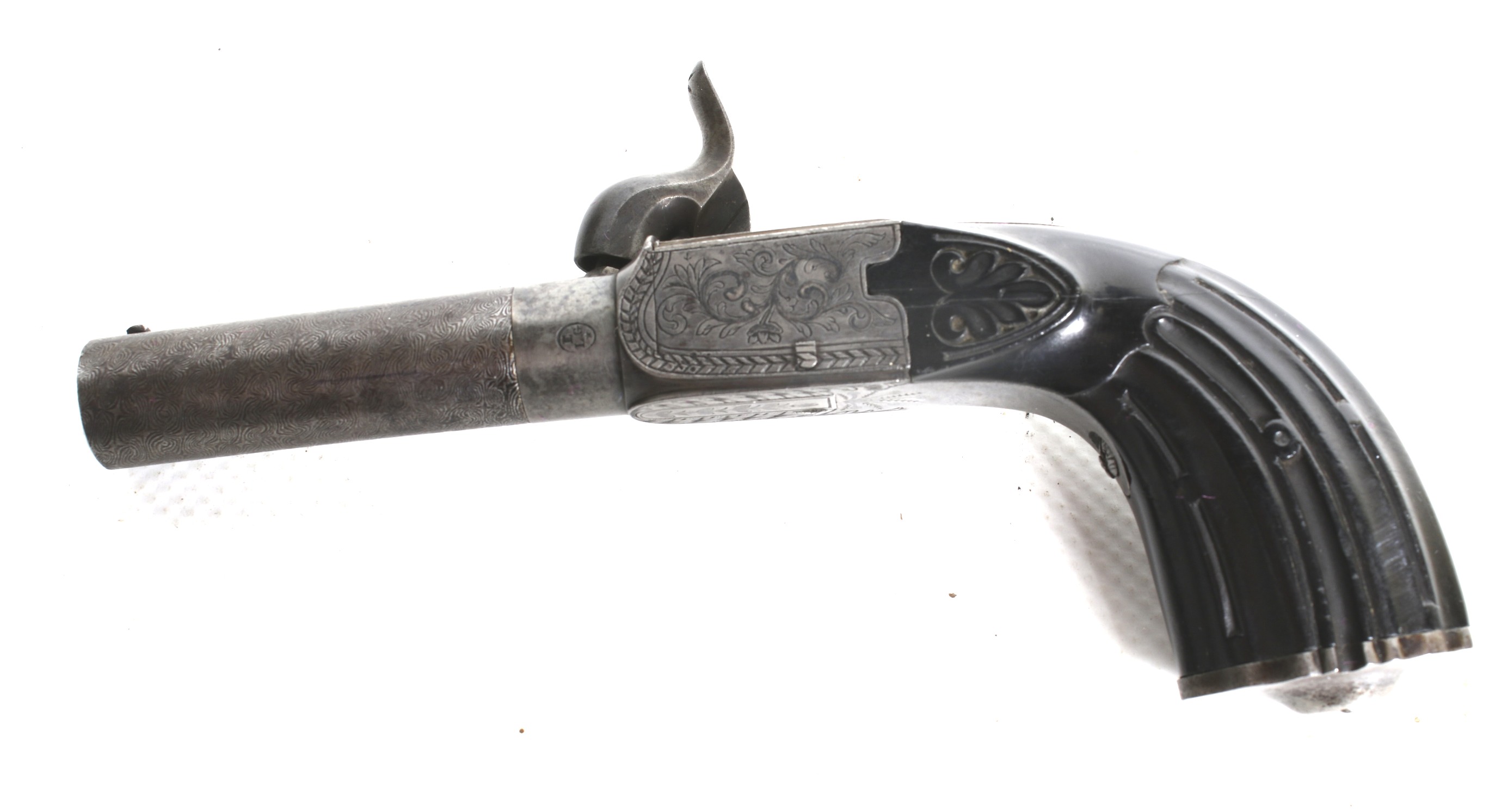 A pair of Belgian single barrel side hammer 40 cal percussion pistols. - Image 6 of 9