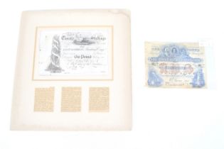 Two antique Scotish bank notes.