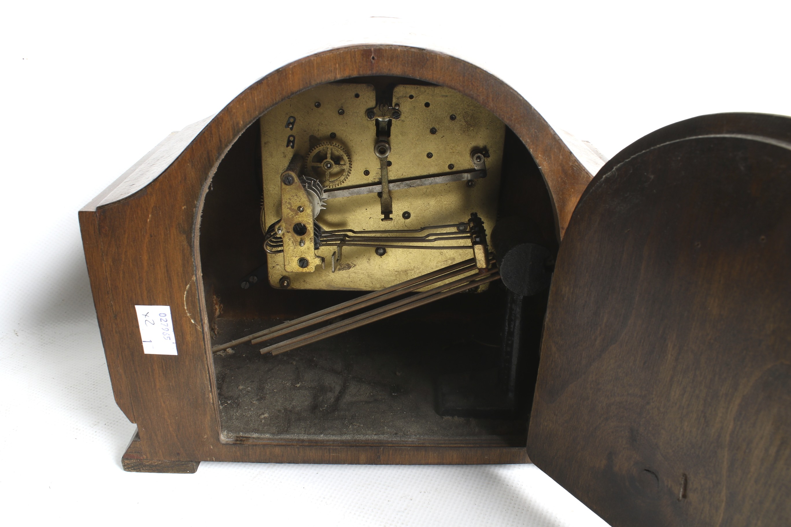 Two circa 1940s oak case striking mantel clocks. - Image 3 of 5