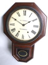 A 19th century American oak cased drop dial wall clock. Made by Seth Thomas, retailed by W. H.