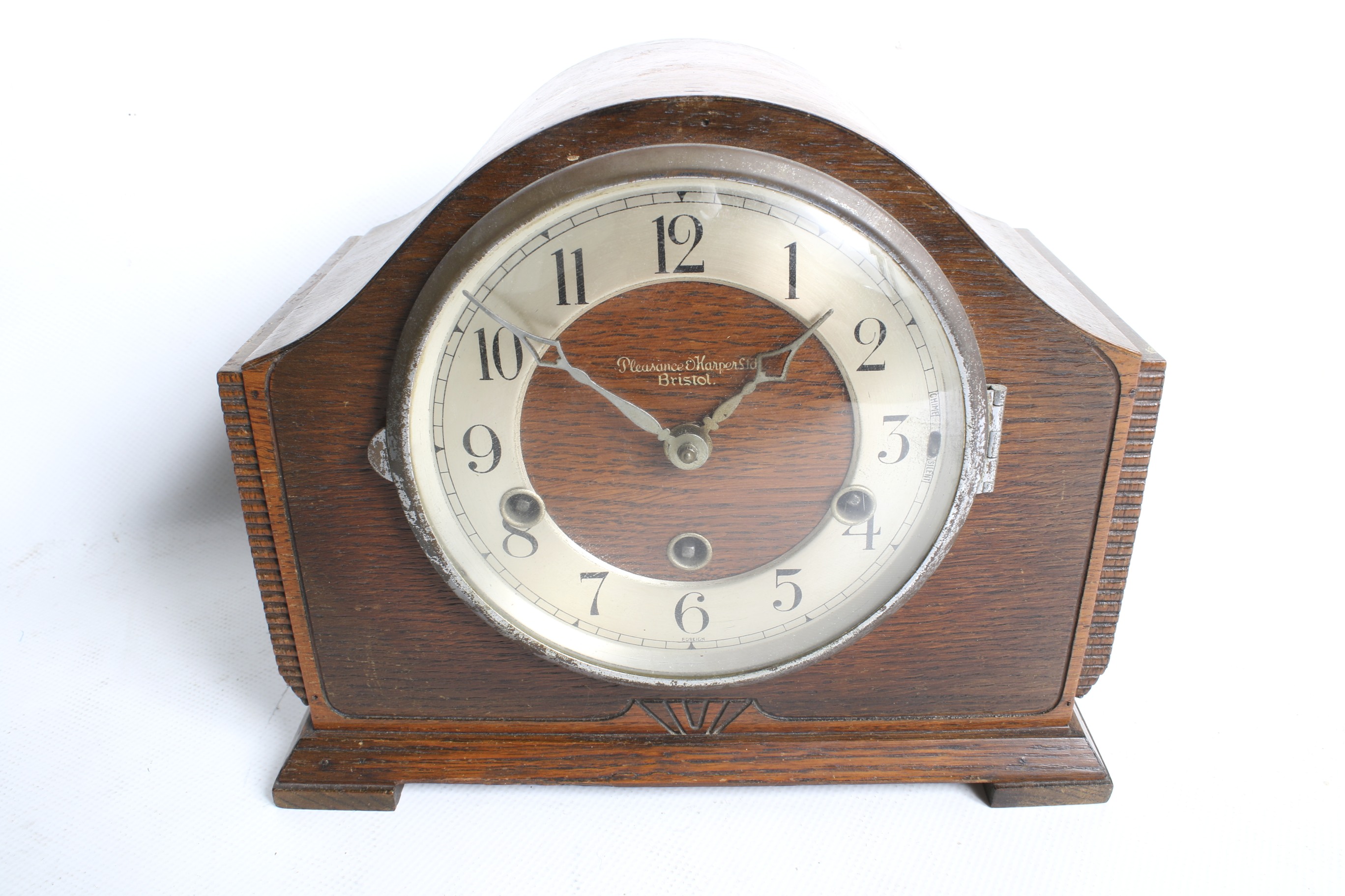 Two circa 1940s oak case striking mantel clocks. - Image 2 of 5