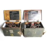 A pair of WWII Bakolite type 'F' army field telephone sets in cases.