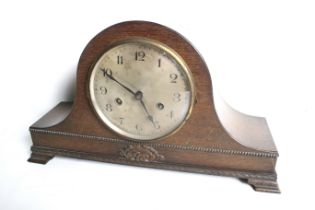 A German H A C eight day Napoleon hat striking mantel clock.