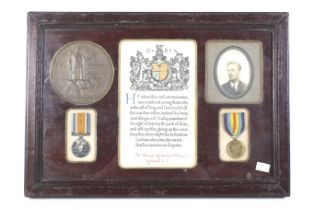 Pte Thomas Richard Wilson WWI medals and memorial plaque.